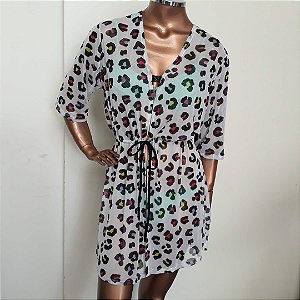 Saída Curta Meia Manga - Estampa Oncinha Colorido