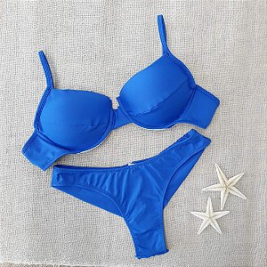 Biquíni Aro Meia Taça Fio duplo - Azul Royal