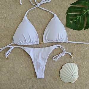 Biquíni Cortininha embutido Lacinho - Branco