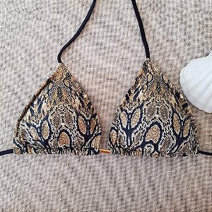 Top de Biquíni Cortininha com Bojo Removível - Cobra - M