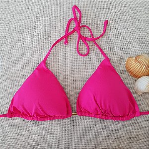 Top de Biquíni Cortininha com Bojo Removível - Pink - M