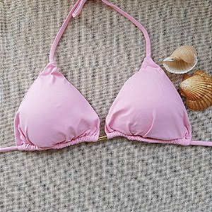 Top de Biquíni Cortininha com Bojo Removível - Rosa Bebê - M