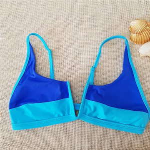 Top Biquíni Aro V Aças de Regulagem - Azul Royal e Azul Bebê