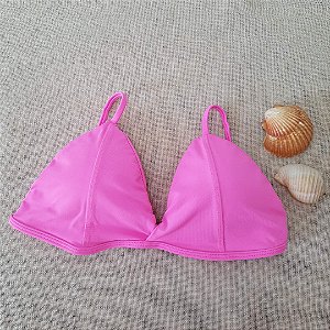 Top Biquíni Fixo com Bojo Removível Alças de Regulagem - Rosa Chiclete