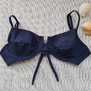 Top Biquíni Meia Taça sem bojo com regulador - Preto - M