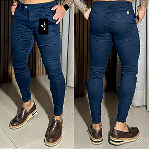 Calça Alfaiataria Skinny Cós Italiano: Azul Marinho
