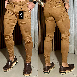 Calça Alfaiataria Skinny Cós Italiano: Marrom