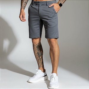 Bermuda Alfaiataria Cós Italiano Chumbo