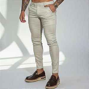 Calça Alfaiataria Skinny Cós Italiano: Areia