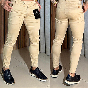 Calça Alfaiataria Skinny Cós Italiano: Bege