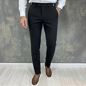 Calça Alfaiataria Slim Black Com Regulagem Lateral