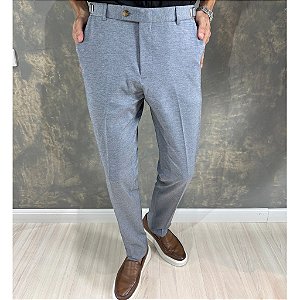 Calça Alfaiataria Slim Cinza Com Regulagem Lateral