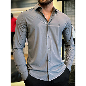 Camisa Social Tecnológica Cinza Chumbo