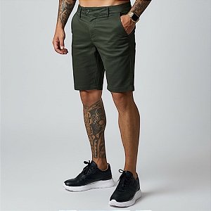 Bermuda Alfaiataria Cós Italiano Verde Militar
