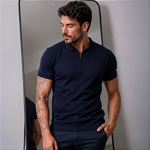 Camisa Polo Ziper Marinho