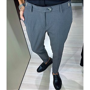 Calça Alfaiataria Skinny Chumbo Com Regulagem Lateral