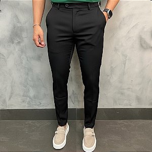Calça Alfaiataria Slim Black com Ajuste na Lateral Manual