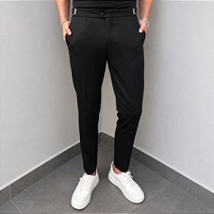 Calça Alfaiataria Slim Viena Black Com Regulagem Lateral