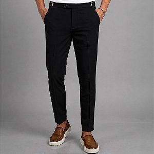Calça Alfaiataria Slim Viena Black Com Regulagem Lateral