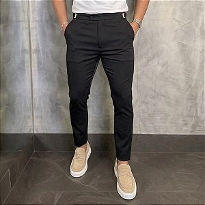 Calça Alfaiataria Slim Viena Black Com Regulagem Lateral