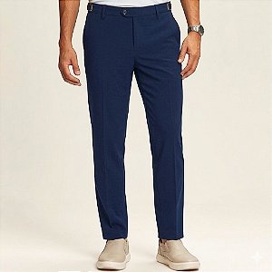 Calça Alfaiataria Atenas Slim Marinho Com Regulagem Lateral