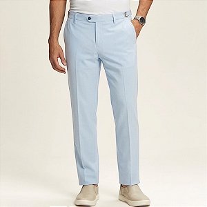 Calça Alfaiataria Atenas Slim Azul Claro BB Com Regulagem Lateral