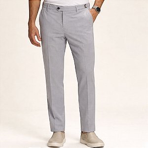 Calça Alfaiataria Atenas Slim Cinza Com Regulagem Lateral