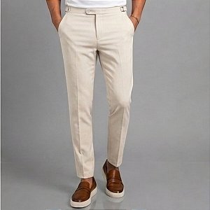 Calça Alfaiataria Slim Viena Areia Com Regulagem Lateral