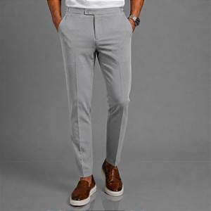 Calça Alfaiataria Slim Viena Cinza Com Regulagem Lateral