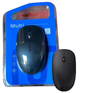 Mouse sem fio Multilaser, 1200 DPI, Preto, MS300 MO380, com 3 botões USB 2,4 GHz