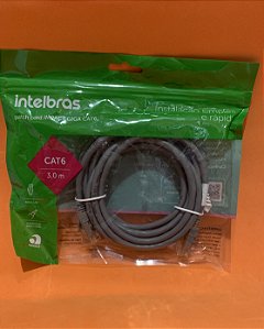Cabo de Rede 4p Cat.6 3.0m Cinza Impact Giga Intelbras (Patch Cord)