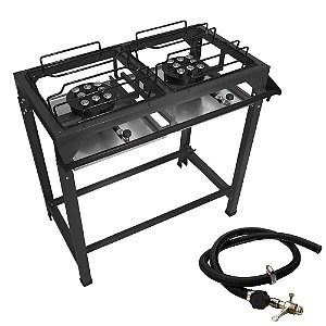 Fogão Semi Industrial Alta Pressão 2 Bocas Master com Pé com Mangueira e Registro