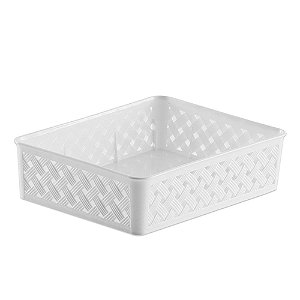 Cesto organizador rattan branco 24X19X6,5