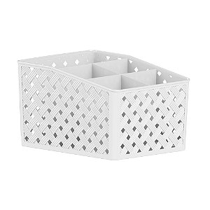 Organizador com 5 divisórias rattan branco