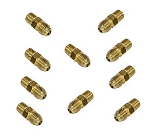 Kit 10 pçs União Latão 1/8 NPT x 1/4 SAE
