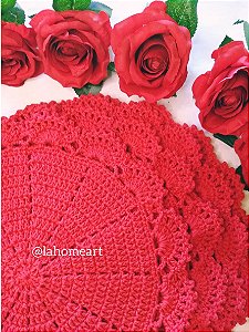 Sousplat de Crochê Vermelho- Modelo Guipir