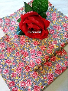 GUARDANAPO DE TECIDO ROSA FUNDO CINZA