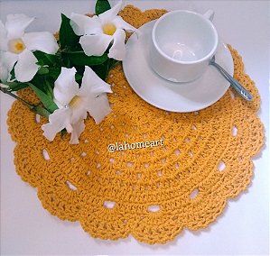 Sousplat de Crochê Amarelo Forte - Flower