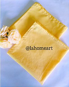 GUARDANAPO DE TECIDO AMARELO POÁ BRANCO