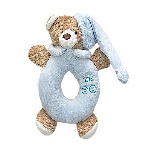 Chocalho Para Bebês Urso Nino Azul Zip Toys