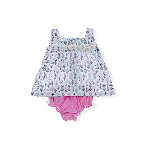 Conjunto de Bebê Menina Otolina Vestido C/ Calcinha Folhas Pink