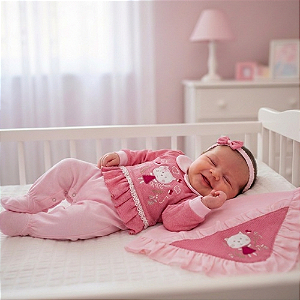 Saída Maternidade Malha Bordado Gatinha Otolina My Baby