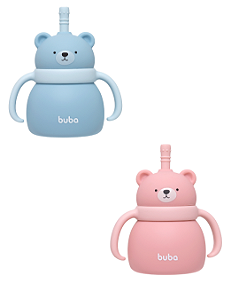 Copo em silicone com canudo Ursinho Buba