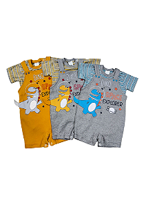 Conjunto Jardineira Estampado Dino Petutinha