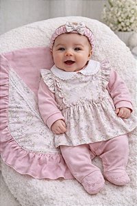 Saída Maternidade Suedine Otolina My Baby Rosa Claro