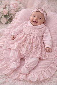 Saída Maternidade Suedine Otolina My Baby Rosa BB