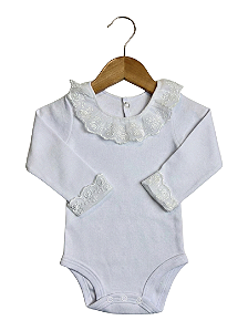 Body Gola Bordada Renda Jasmin Otolina My Baby