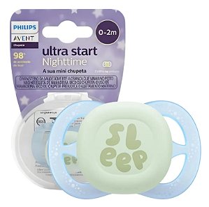 Chupeta Ultra Start Nightime Azul 0-2 Meses - Philips Avent