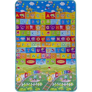 Tapete Infantil Dupla Face Portátil Dobrável ABCD Leão Ibimboo