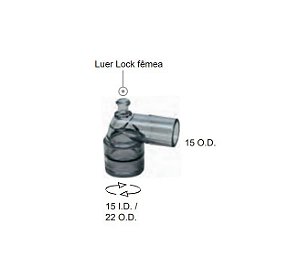 Conector 90º giratório angulado luer lock femea - VBM